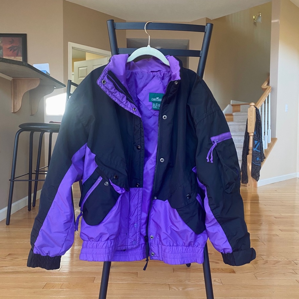 Vintage Cabin Winter Ski Jacket Color Block Coat